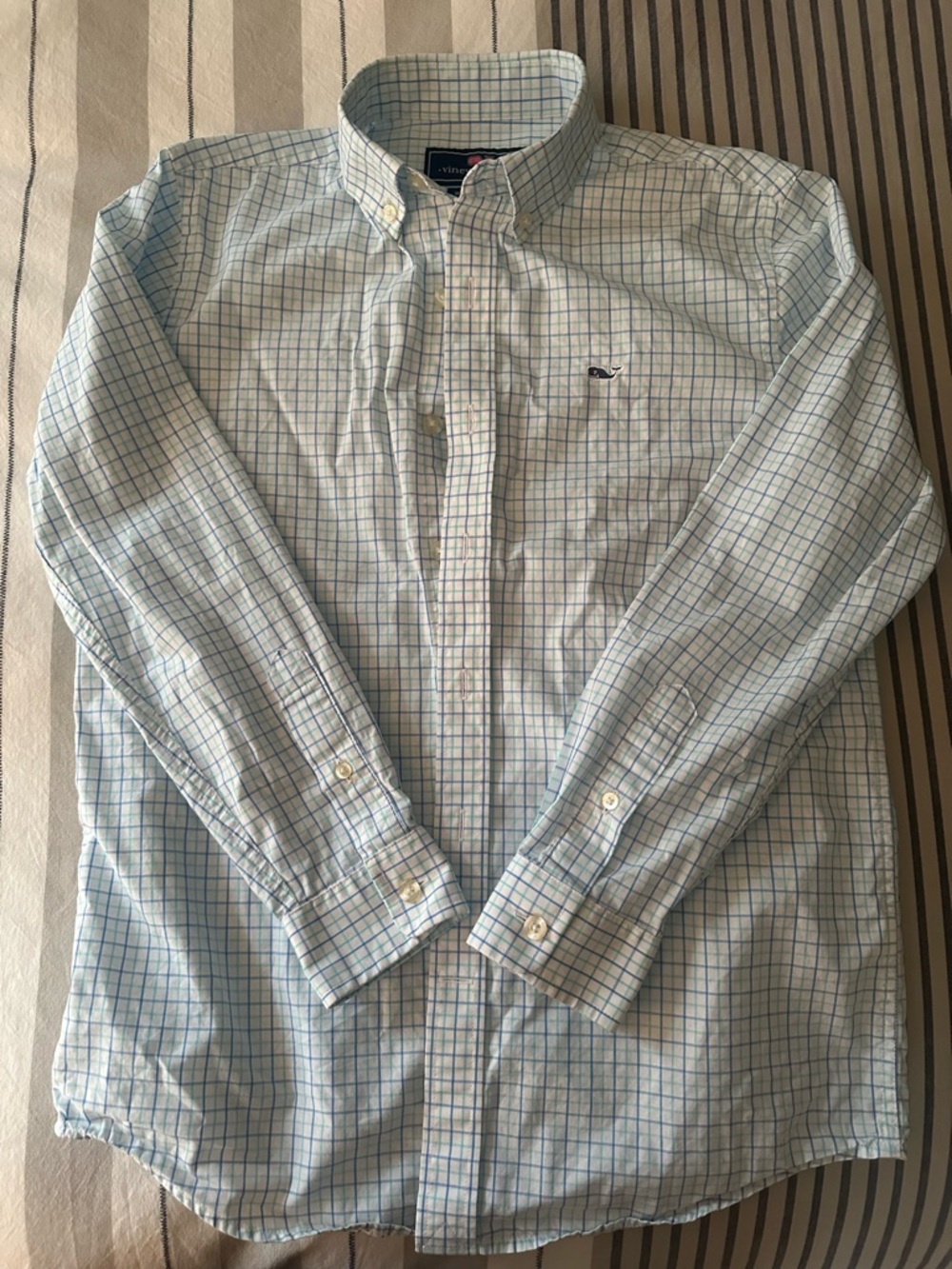 Vineyard Vines Blue and White Plaid Button-Down Shirt